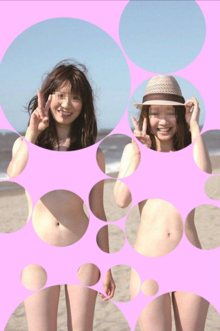 素人コラーアイコラ 水玉コラを使ってまるで裸になっているように加工してしまったエロ画像! - お満この写真拡大画像 画像~オメコーチンコ アップ画像